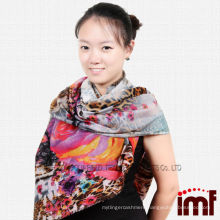 Newest Flower Leopard Print Fashion Stole Shawls 100% Wool Fabric